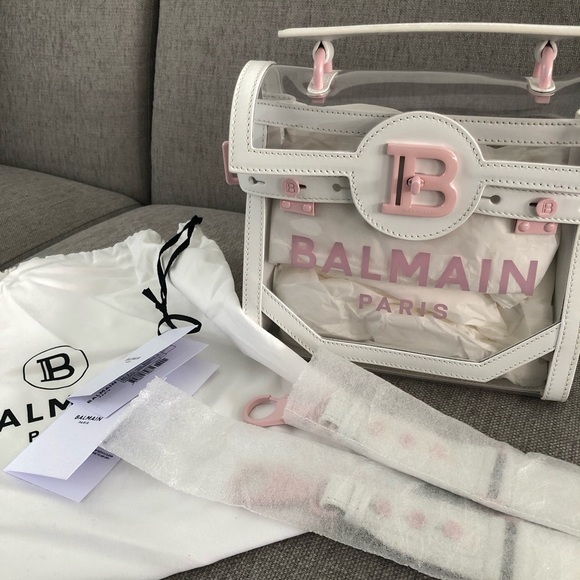 NEW Balmaim bag with tags white/Barbie pink - Picture 1 of 9